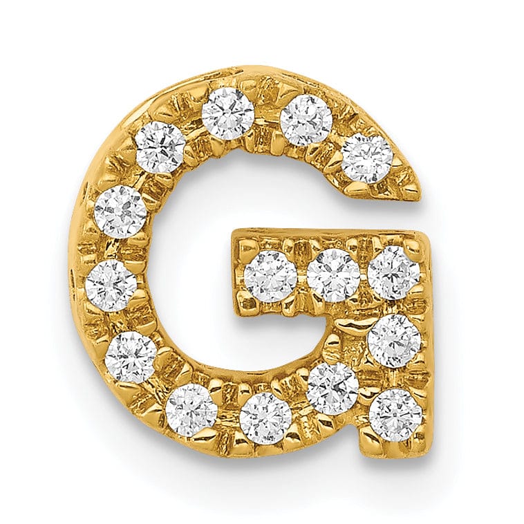 14K Yellow Gold Diamond 0.15-CT Letter G Initial Charm Pendant