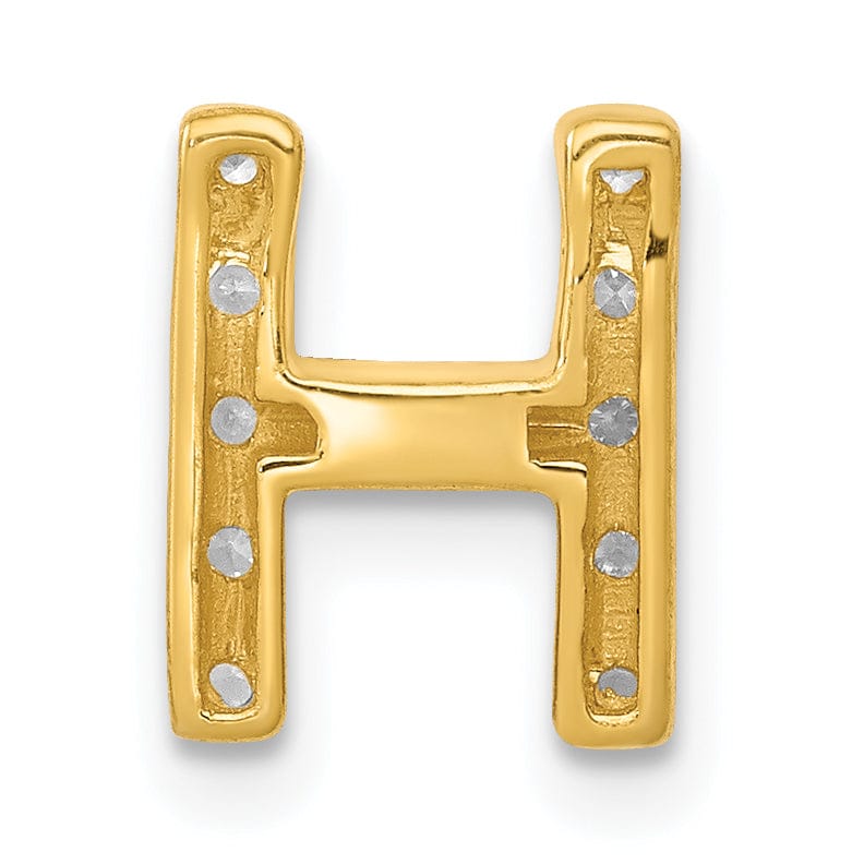 14K Yellow Gold Diamond 0.12-CT Letter H Initial Charm Pendant