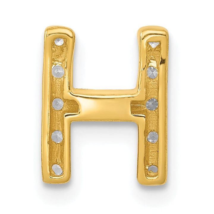 14K Yellow Gold Diamond 0.12-CT Letter H Initial Charm Pendant