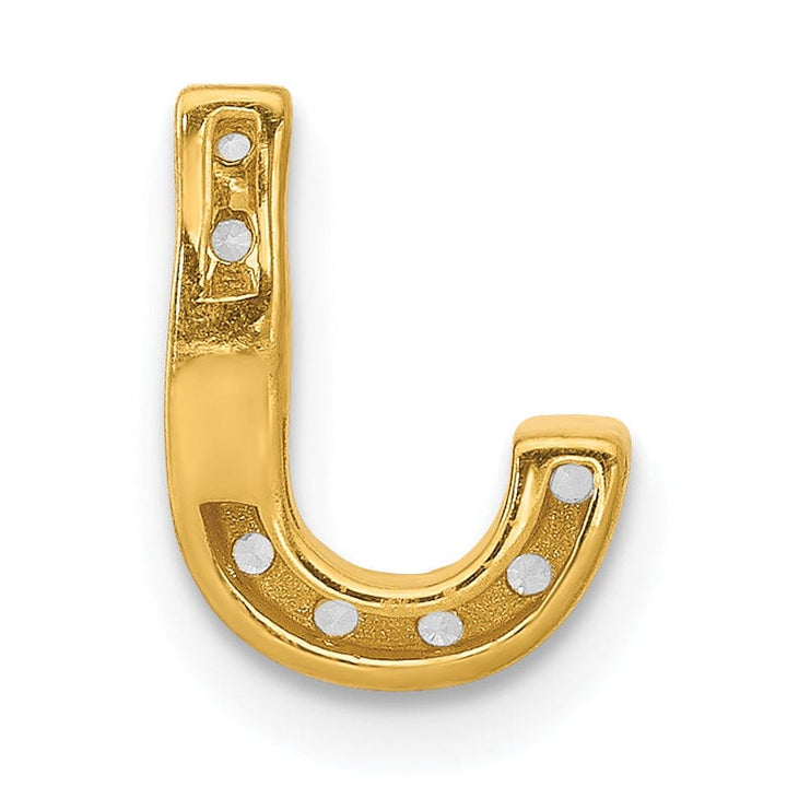 14K Yellow Gold Diamond 0.09-CT Letter J Initial Charm Pendant