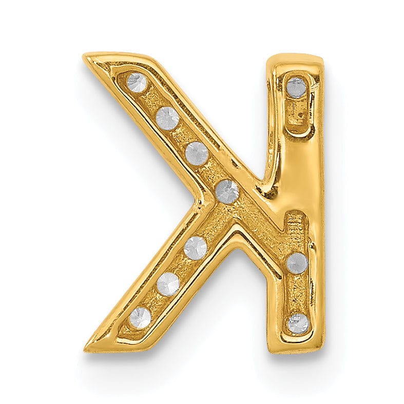 14K Yellow Gold Diamond 0.12-CT Letter K Initial Charm Pendant