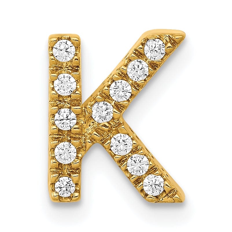 14K Yellow Gold Diamond 0.12-CT Letter K Initial Charm Pendant