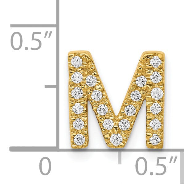 14K Yellow Gold Diamond 0.168-CT Letter M Initial Charm Pendant