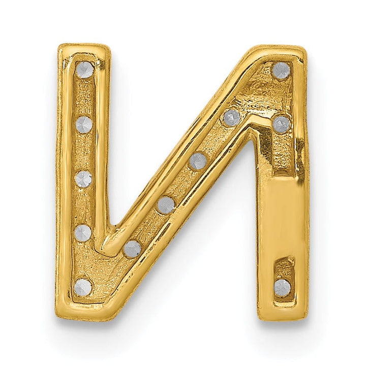 14K Yellow Gold Diamond 0.14-CT Letter N Initial Charm Pendant