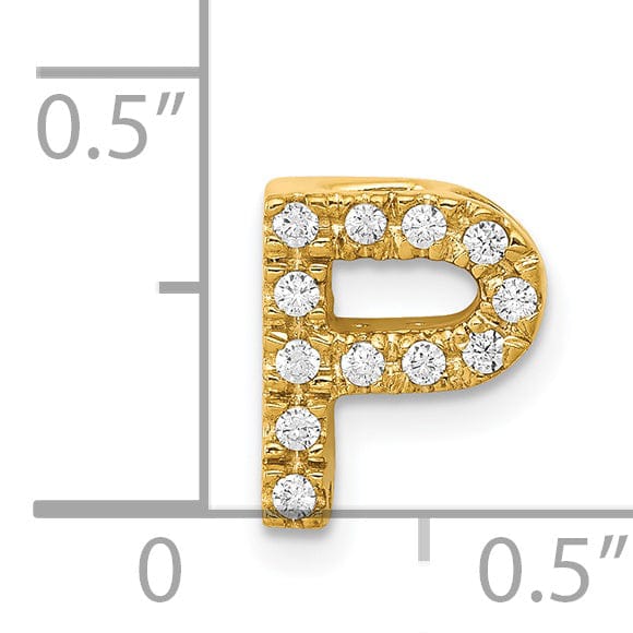 14K Yellow Gold Diamond 0.12-CT Letter P Initial Charm Pendant