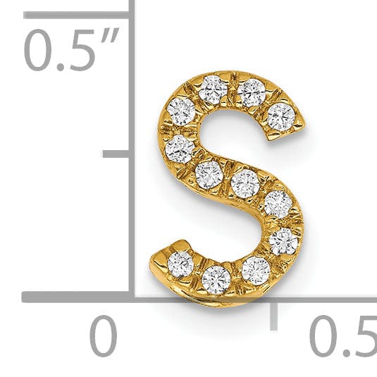 14K Yellow Gold Diamond 0.12-CT Letter S Initial Charm Pendant