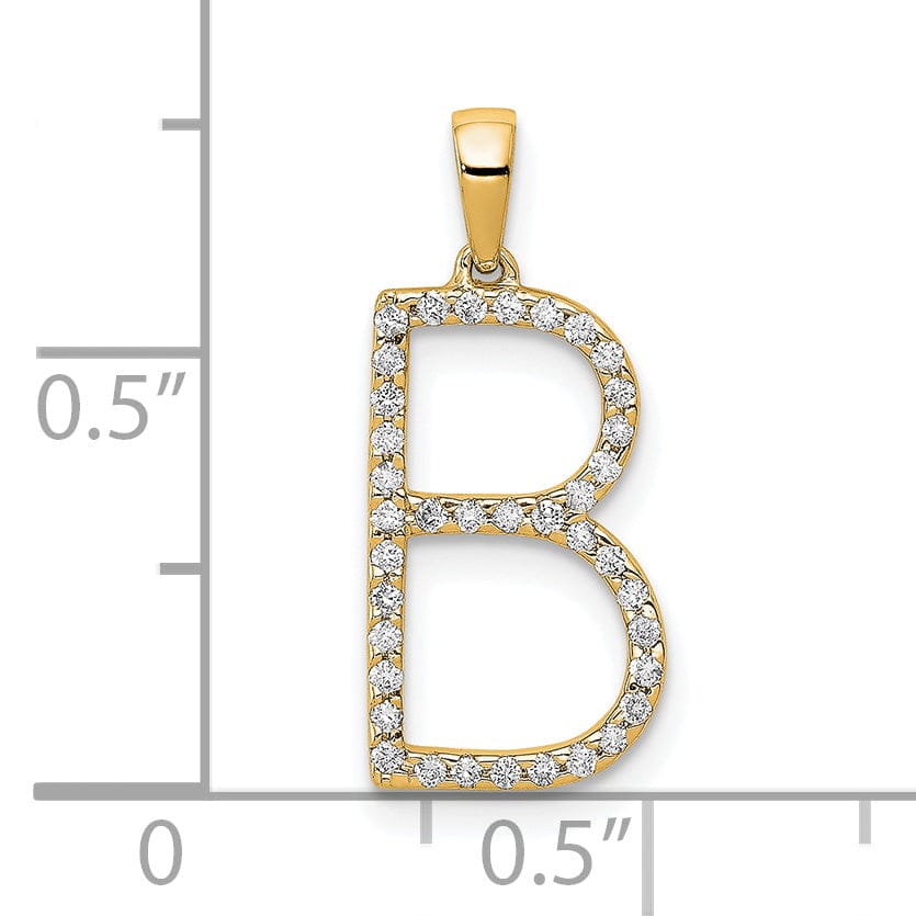 14K Yellow Gold Diamond 0.114-CT Block Letter B Initial Charm Pendant