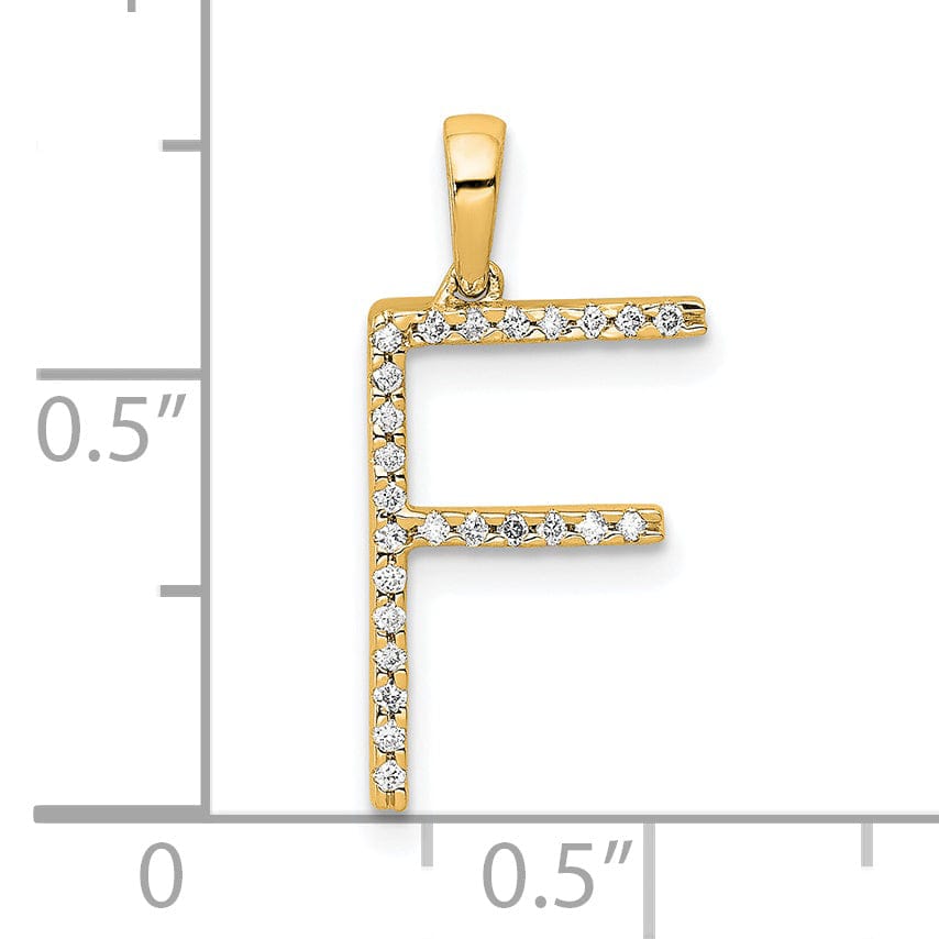 14K Yellow Gold Diamond 0.075-CT Block Letter F Initial Charm Pendant