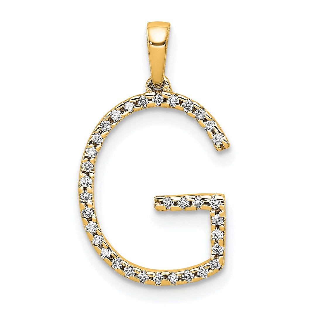 14K Yellow Gold Diamond 0.102-CT Block Letter G Initial Charm Pendant