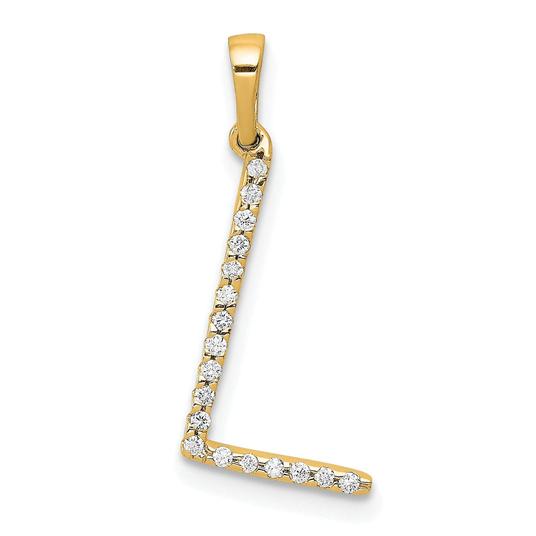 14K Yellow Gold Diamond 0.054-CT Block Letter L Initial Charm Pendant