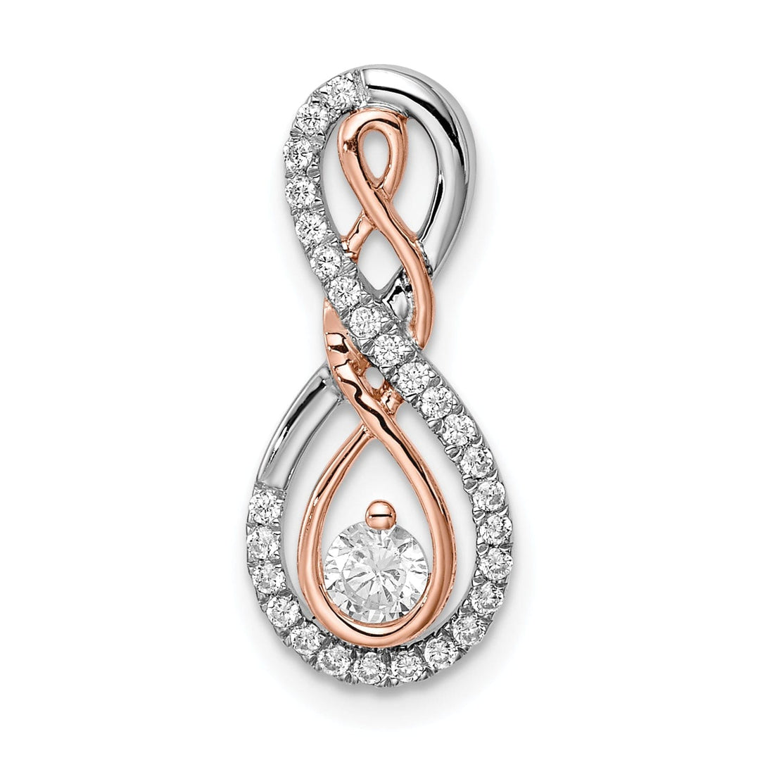 14k White and Rose Gold Fancy Infinity Design 0.245-CT Diamond Chain Slide