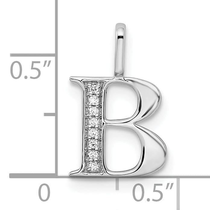 14K White Gold Diamond 0.028-CT Letter B Initial Charm Pendant