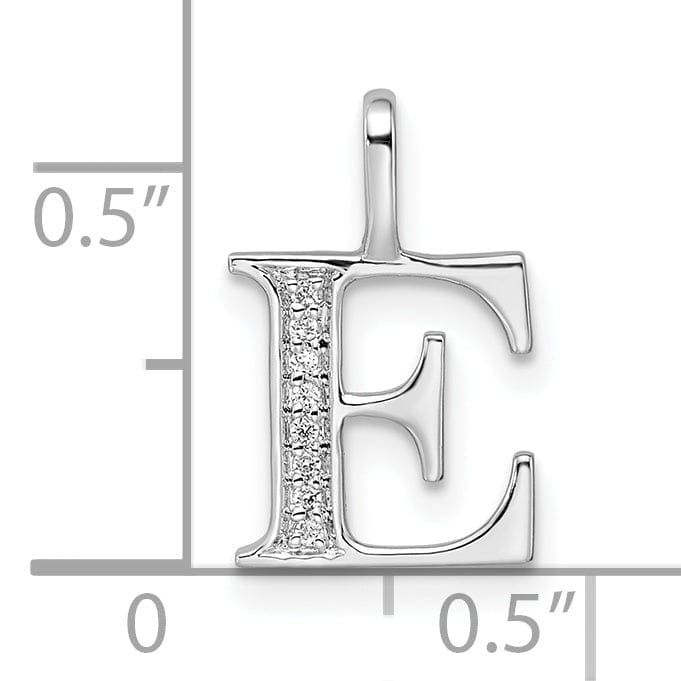 14K White Gold Diamond 0.028-CT Letter E Initial Charm Pendant