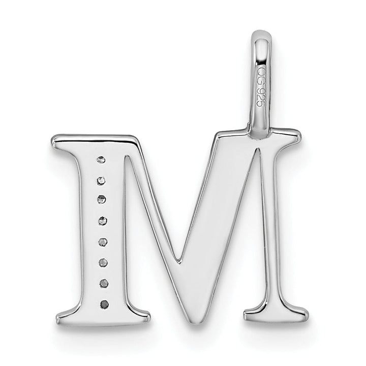 14K White Gold Diamond 0.028-CT Letter M Initial Charm Pendant