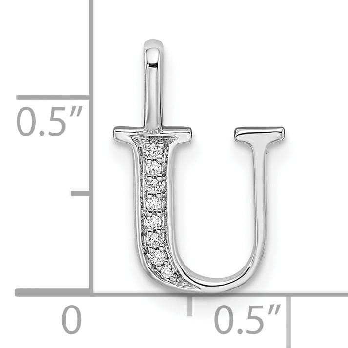 14K White Gold Diamond 0.028-CT Letter U Initial Charm Pendant