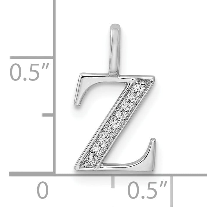 14K White Gold Diamond 0.032-CT Letter Z Initial Charm Pendant