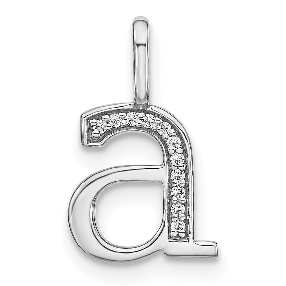 14K White Gold Diamond 0.042-CT Lower Case Style A Initial Charm Pendant