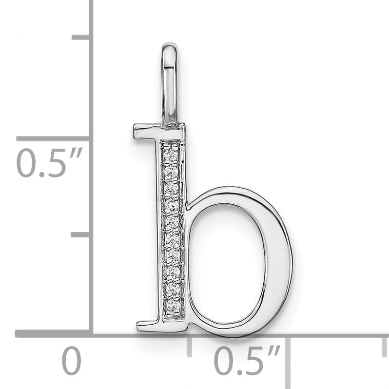 14K White Gold Diamond 0.035-CT Lower Case Style B Initial Charm Pendant