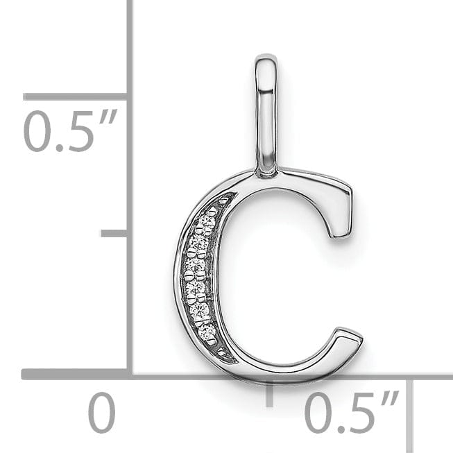 14K White Gold Diamond 0.02-CT Lower Case Style C Initial Charm Pendant