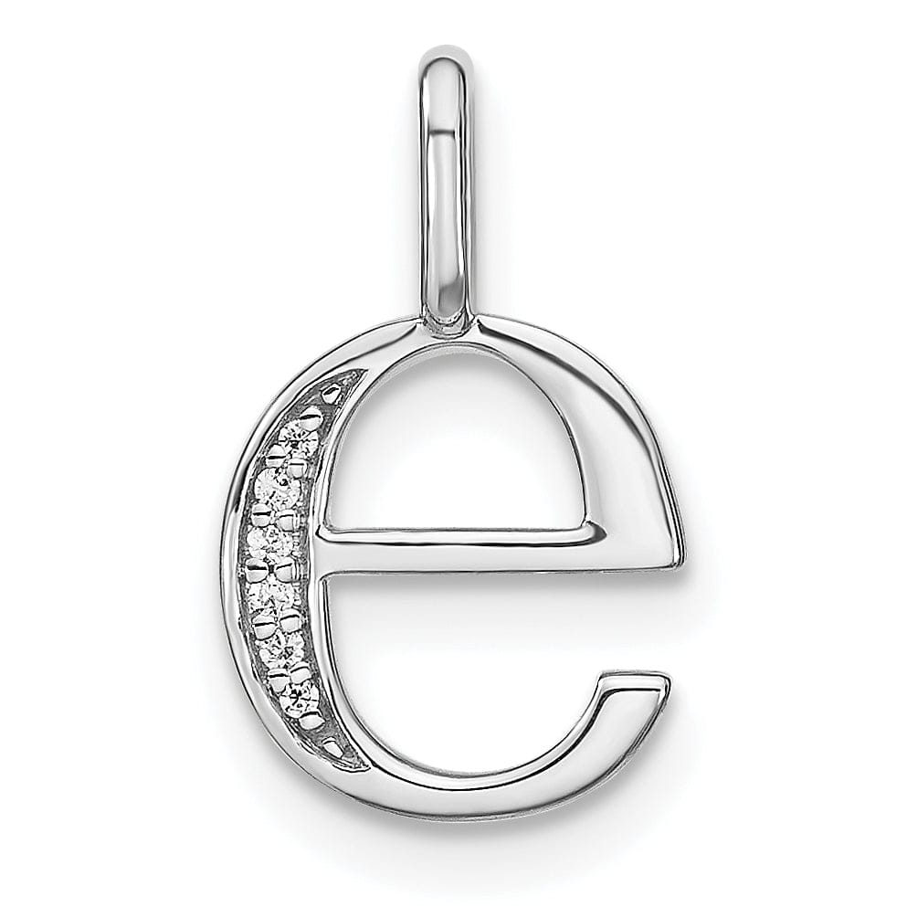 14K White Gold Diamond 0.02-CT Lower Case Style E Initial Charm Pendant