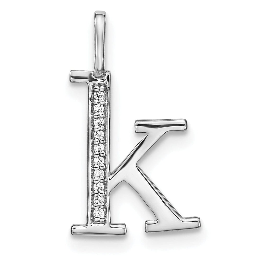 14K White Gold Diamond 0.035-CT Lower Case Style K Initial Charm Pendant