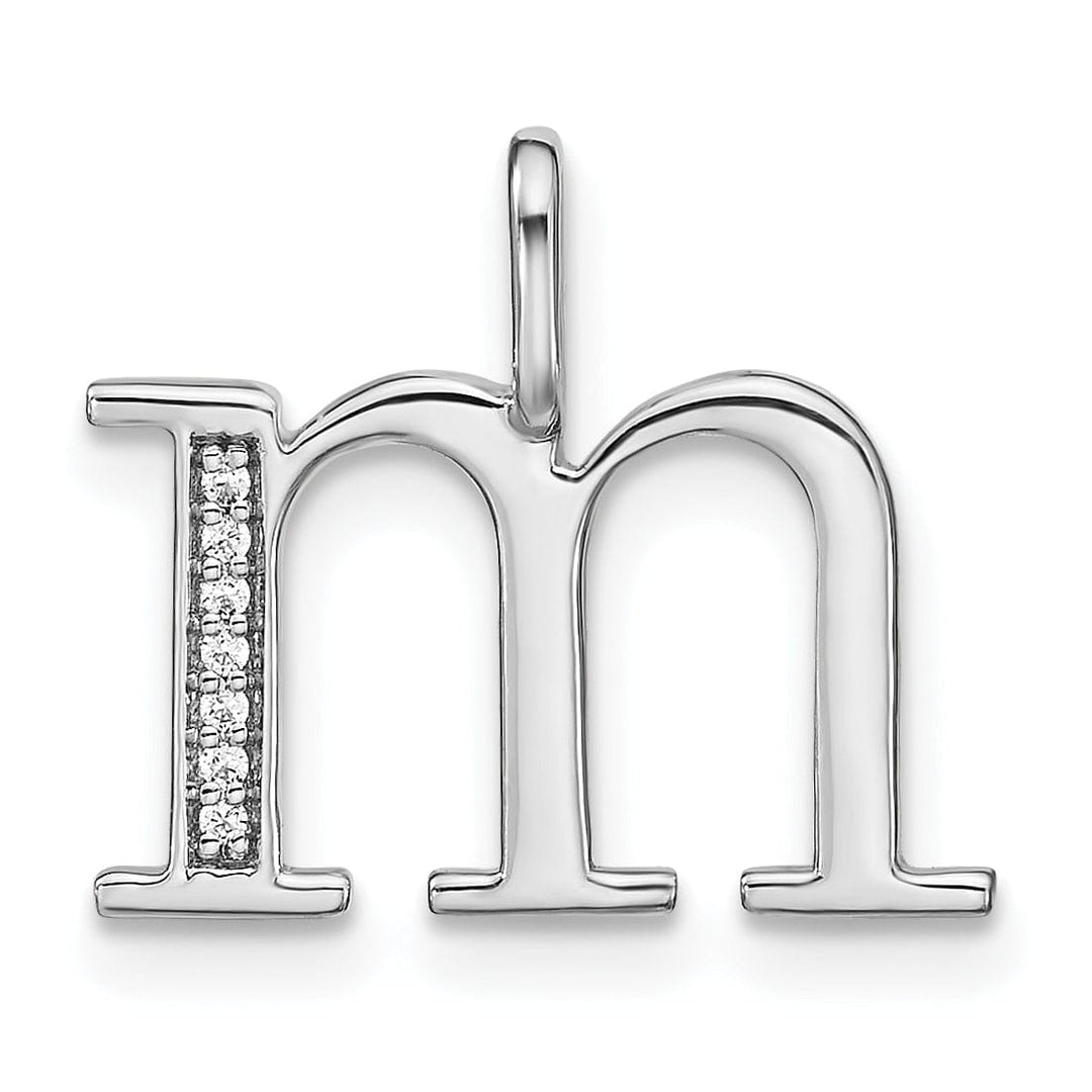 14K White Gold Diamond 0.025-CT Lower Case Style M Initial Charm Pendant