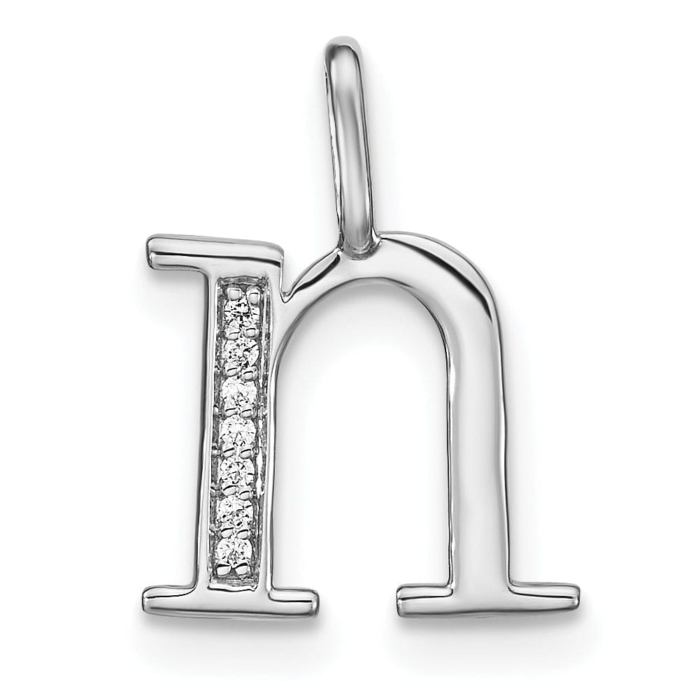 14K White Gold Diamond 0.025-CT Lower Case Style N Initial Charm Pendant