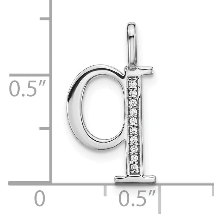 14K White Gold Diamond 0.035-CT Lower Case Style Q Initial Charm Pendant