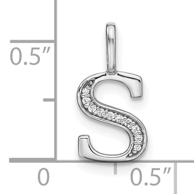 14K White Gold Diamond 0.034-CT Lower Case Style S Initial Charm Pendant