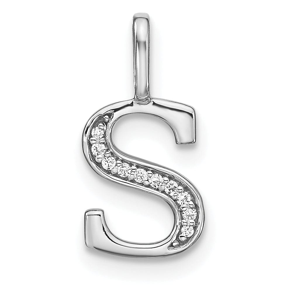 14K White Gold Diamond 0.034-CT Lower Case Style S Initial Charm Pendant