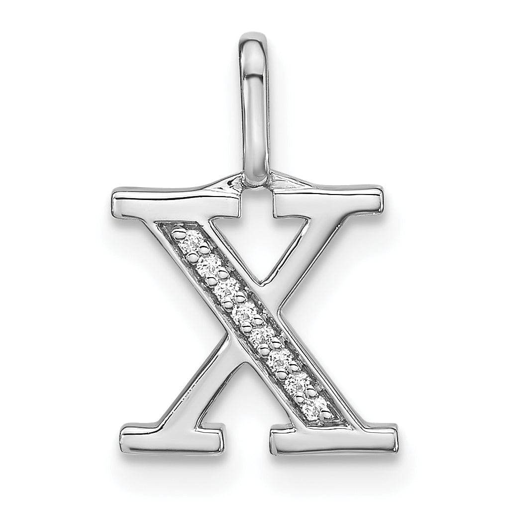 14K White Gold Diamond 0.028-CT Lower Case Style X Initial Charm Pendant