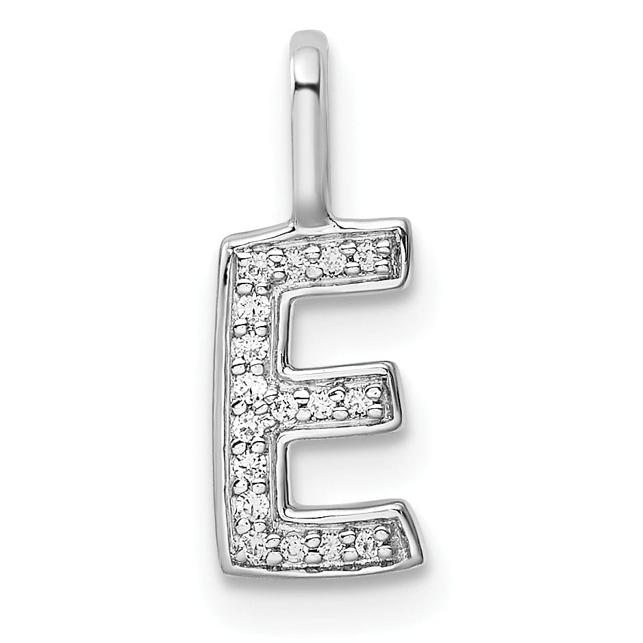 14K White Gold Diamond 0.055-CT Lower Case Style E Initial Charm