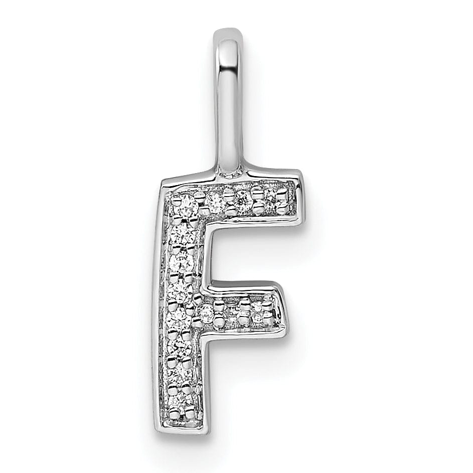 14K White Gold Diamond 0.046-CT Lower Case Style F Initial Charm