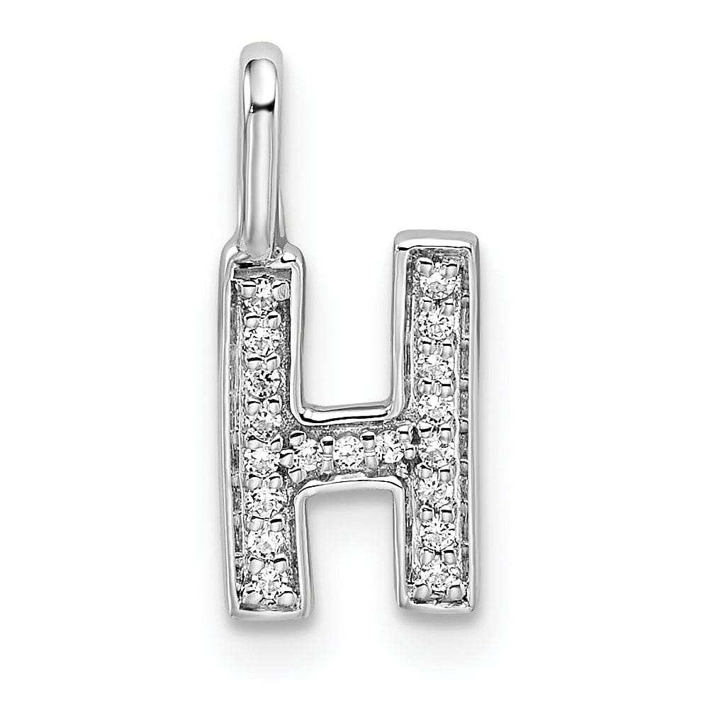 14K White Gold Diamond 0.065-CT Lower Case Style H Initial Charm