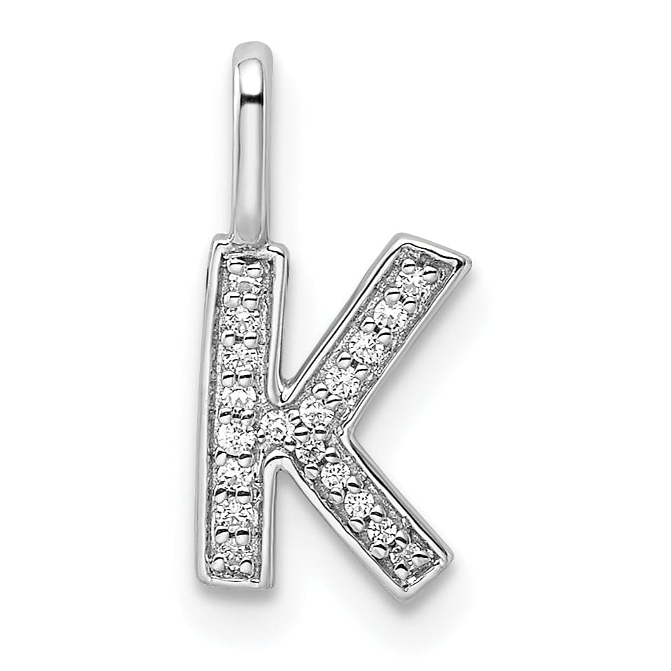 14K White Gold Diamond 0.064-CT Lower Case Style K Initial Charm