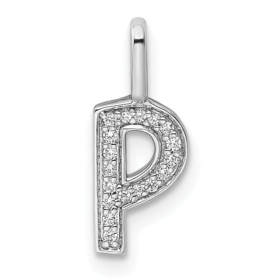 14K White Gold Diamond 0.06-CT Lower Case Style P Initial Charm