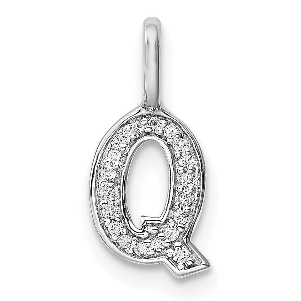 14K White Gold Diamond 0.063-CT Lower Case Style Q Initial Charm