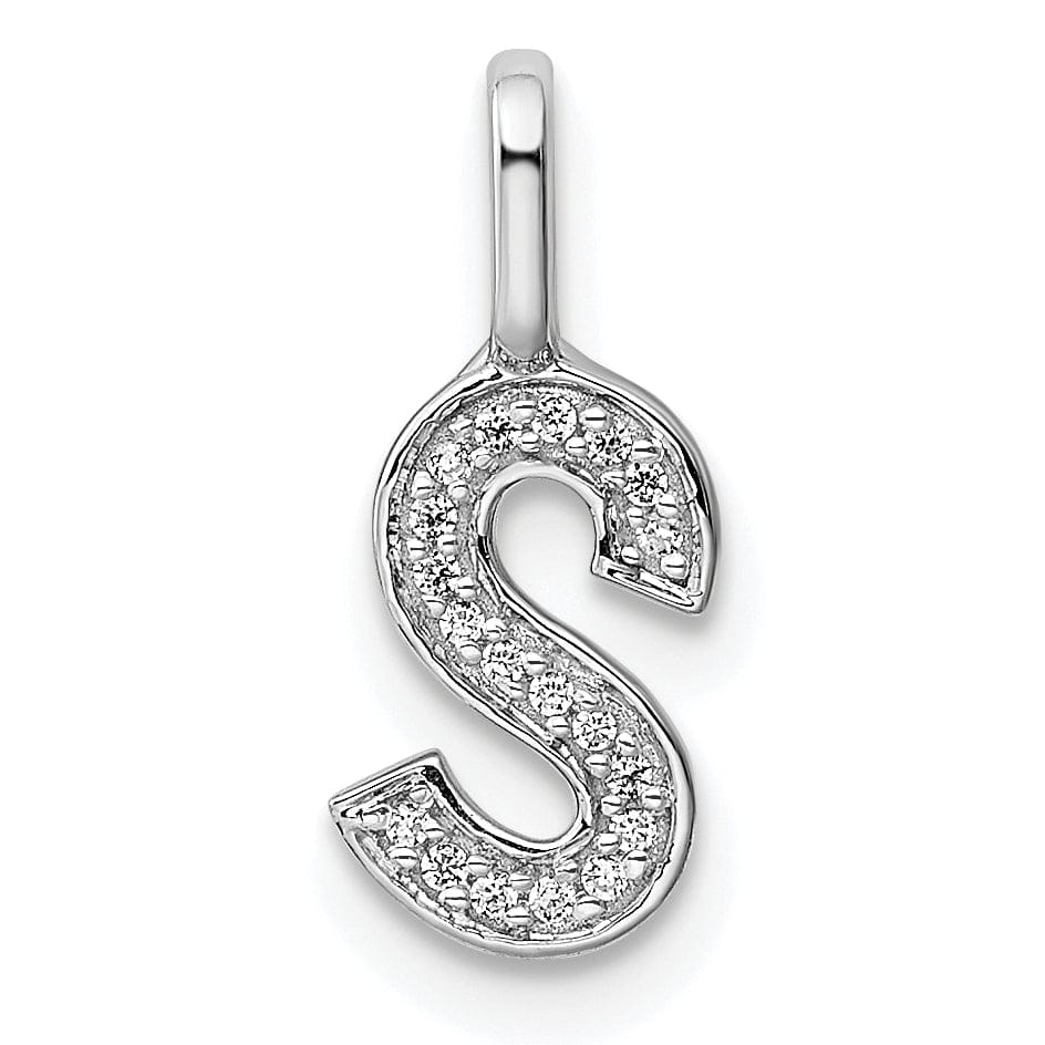 14K White Gold Diamond 0.057-CT Lower Case Style S Initial Charm