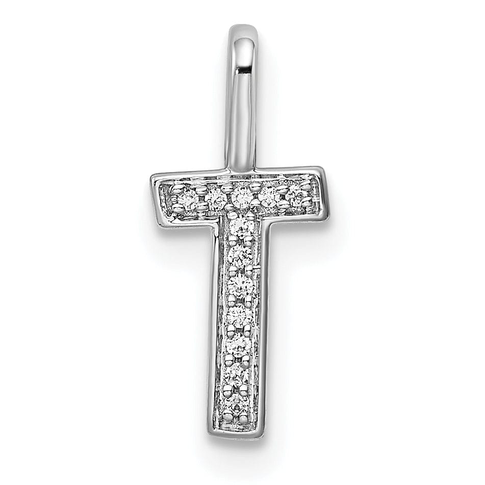 14K White Gold Diamond 0.04-CT Lower Case Style T Initial Charm