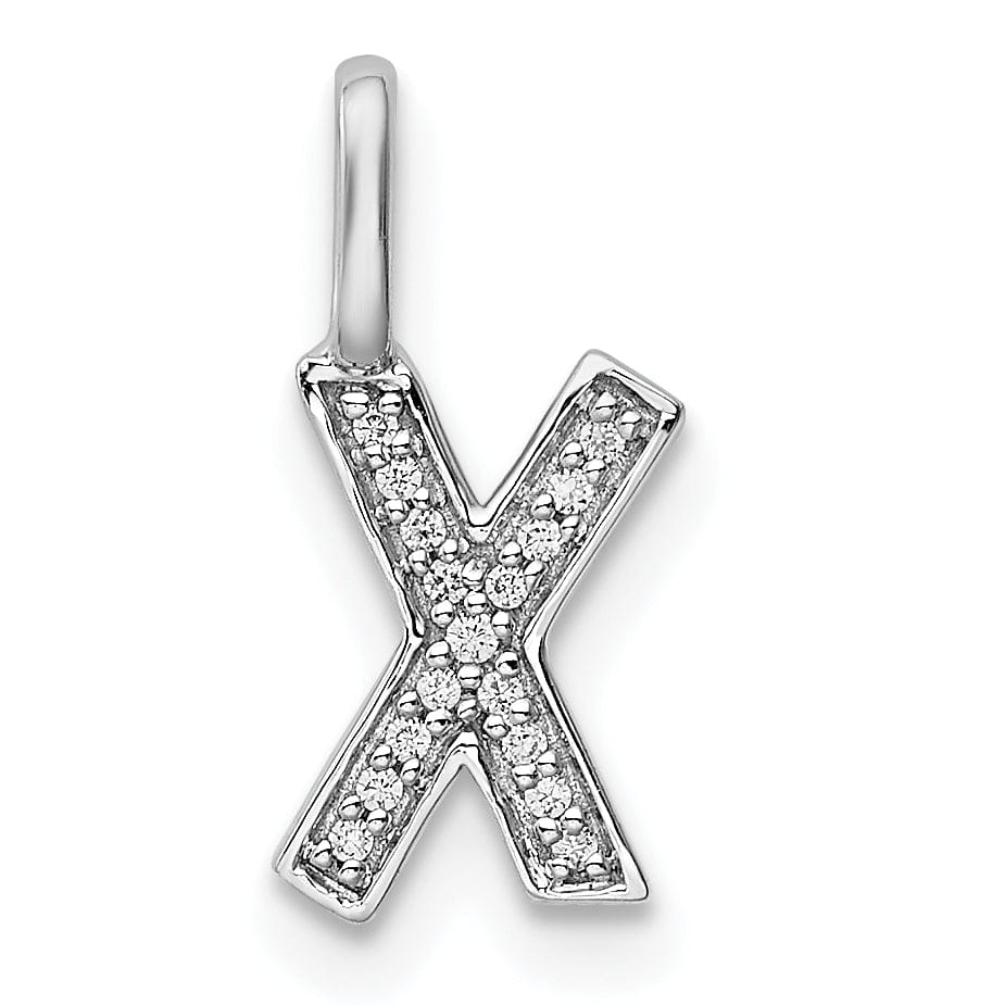 14K White Gold Diamond 0.052-CT Lower Case Style X Initial Charm