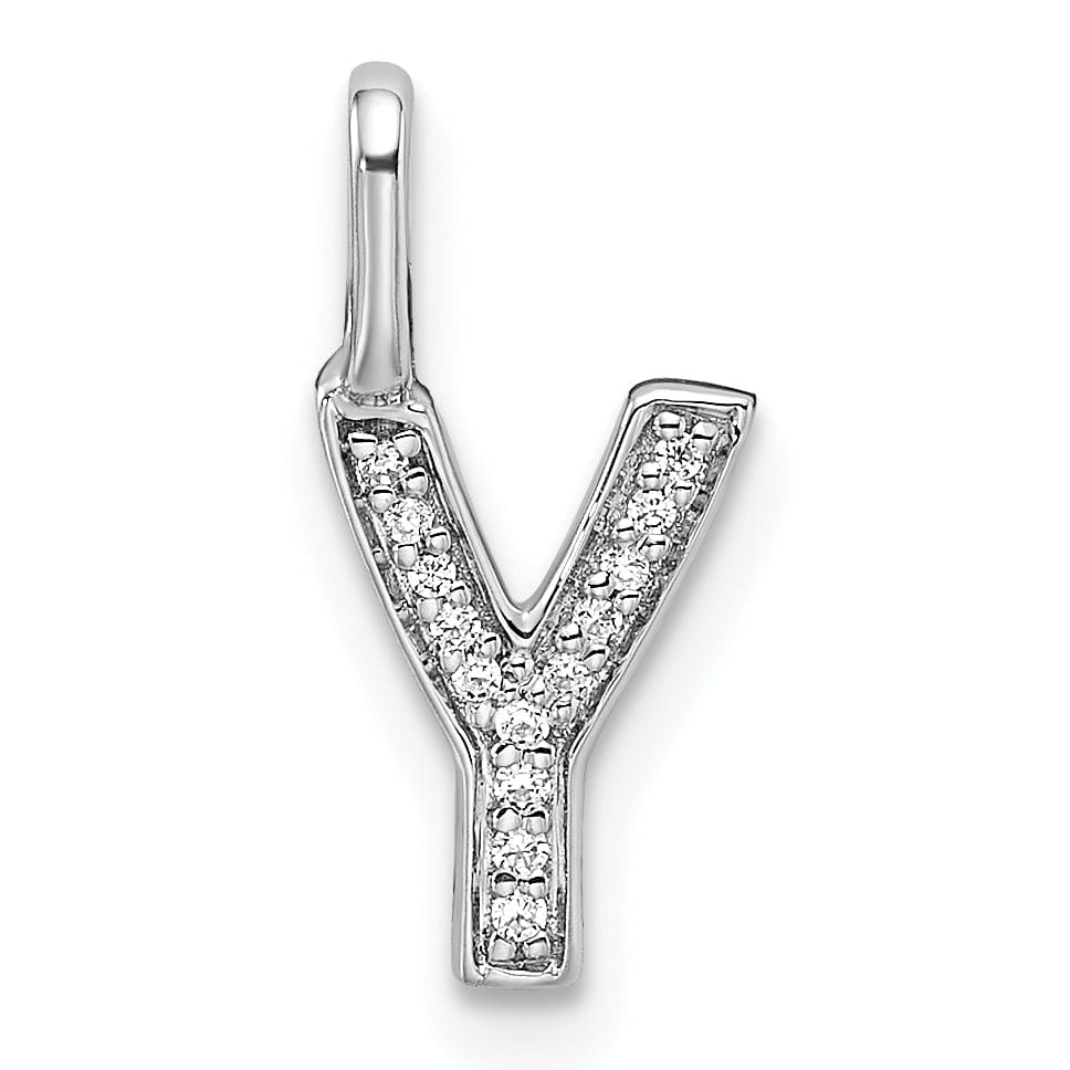 14K White Gold Diamond 0.044-CT Lower Case Style Y Initial Charm