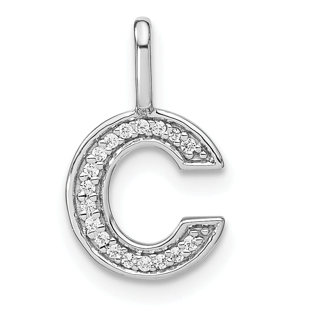 14K White Gold Diamond 0.06-CT Lower Case Style C Initial Charm