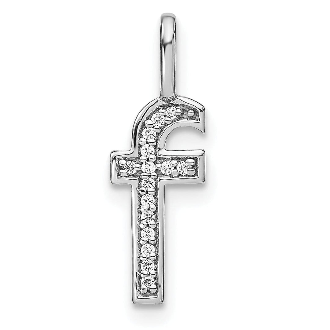 14K White Gold Diamond 0.052-CT Lower Case Style F Initial Charm