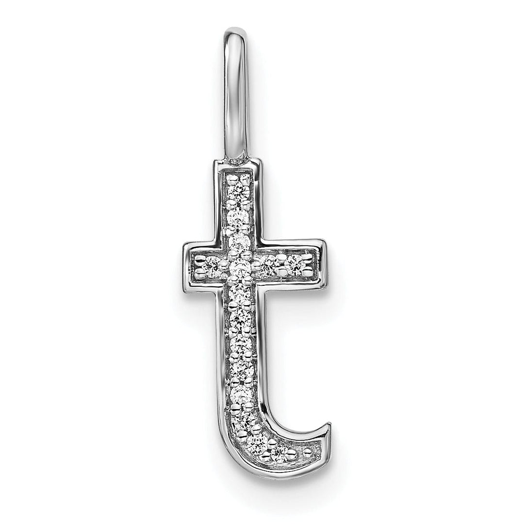 14K White Gold Diamond 0.052-CT Lower Case Style T Initial Charm