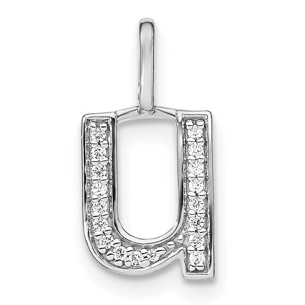 14K White Gold Diamond 0.063-CT Lower Case Style U Initial Charm