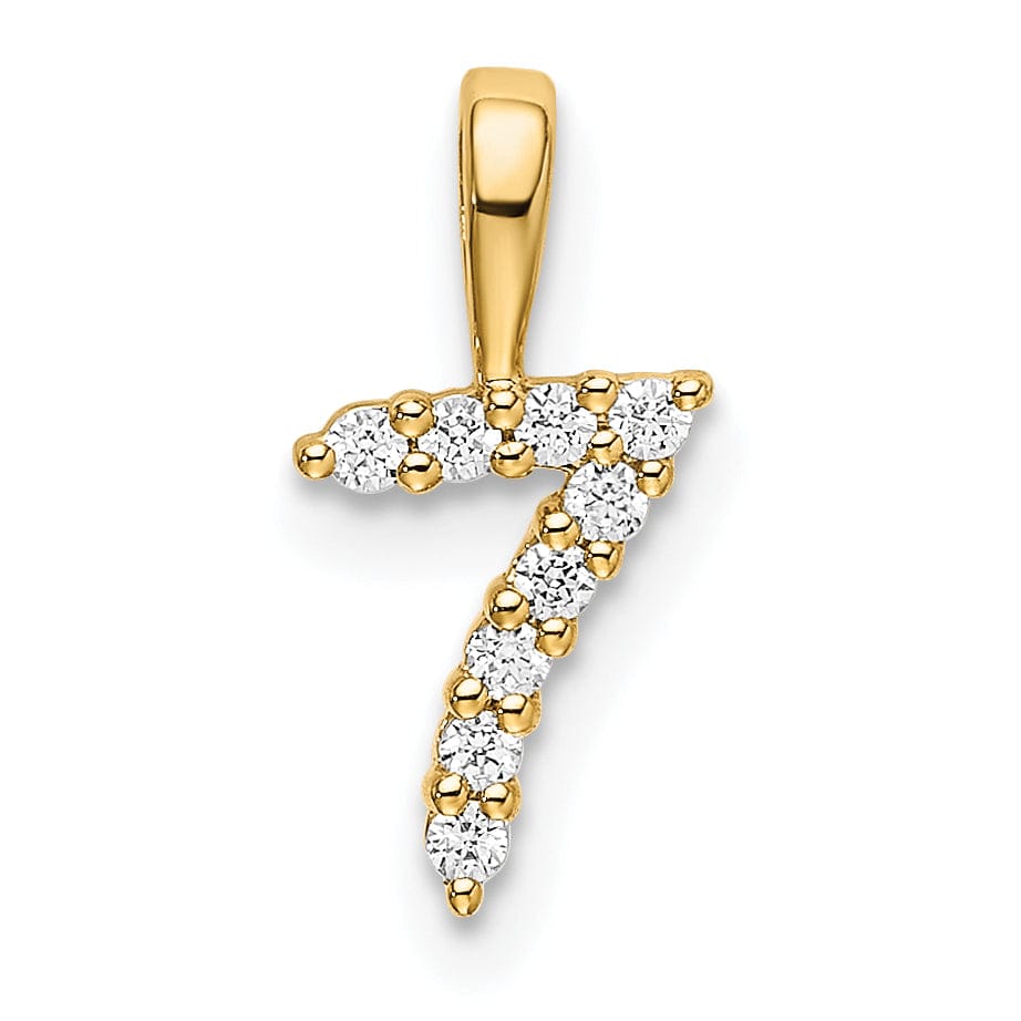 14k Yellow Gold Polished Finish with Diamonds Number 7 Pendant