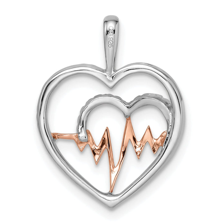 14k White, Rose Gold Polished Finish 0.048-CT Diamond Women's Heart in Heart Modern Fancy Design Charm Pendant