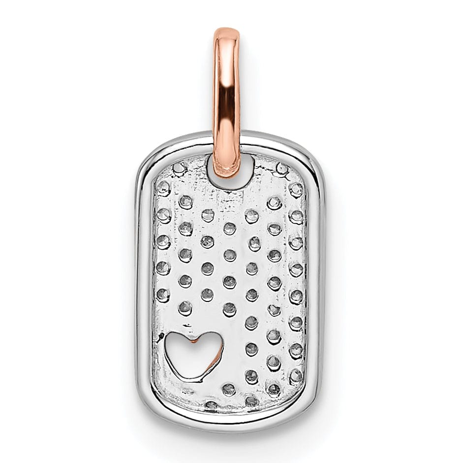 14k White and Rose Gold 0.138-CT Diamond Womens Dog Tag with Heart Pendant
