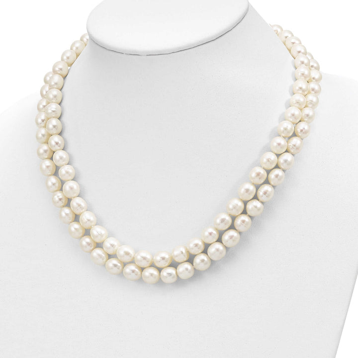 14k Gold 7.5-9MM 2 Strand Cultured Pearl Necklace