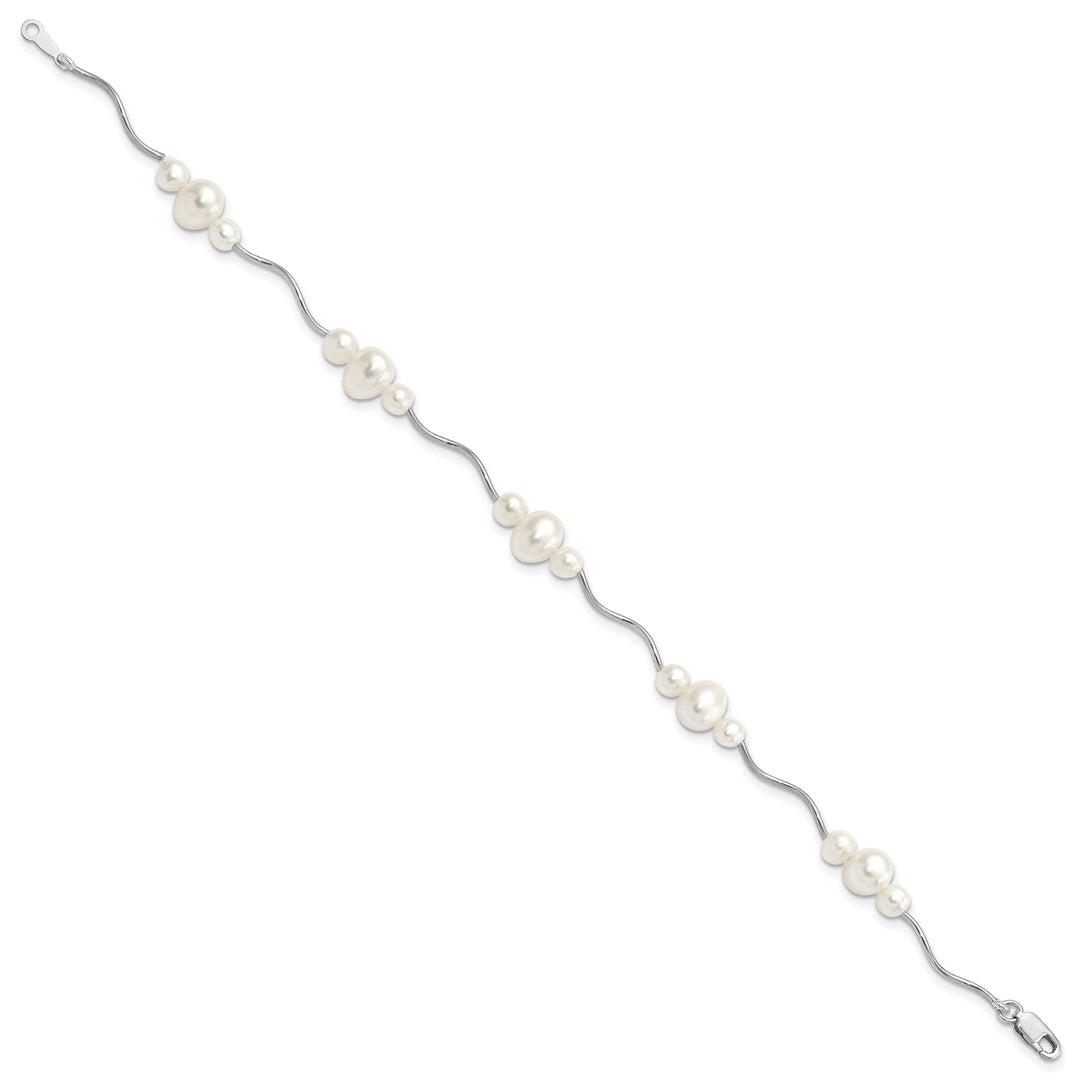 Silver Spiral Fresh Water Pearl Bracelet